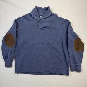 Polo Ralph Lauren Men’s Shawl Collar Pullover Navy Sweater Sz XXL Elbow Patches